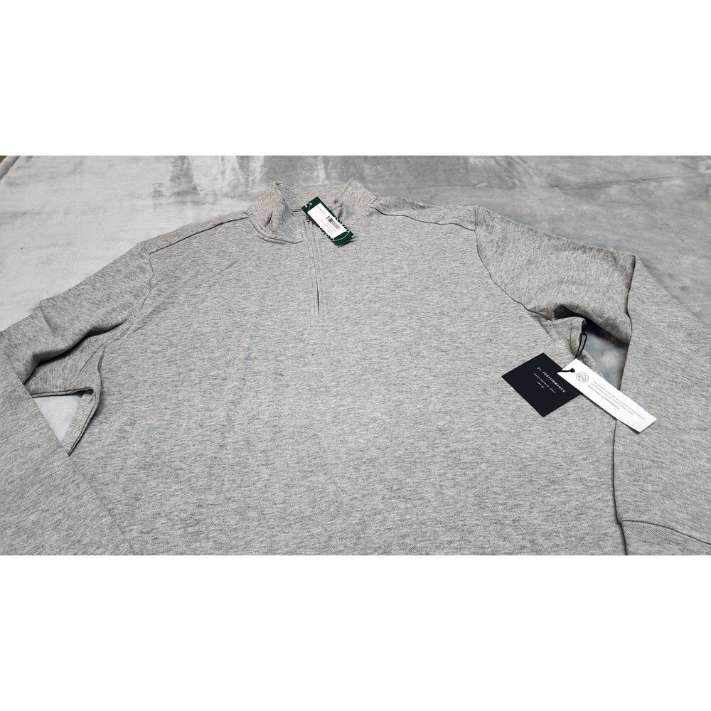 01.Algo Men's‎ XL Light Grey Heathered Golf 1/4 Zip Sweater Jacket Performance